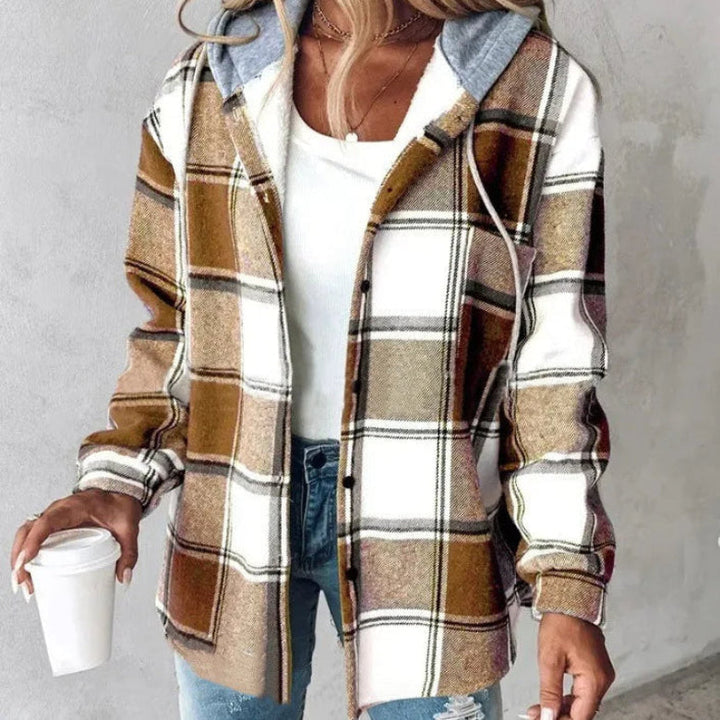 Checked Hooded Jacket for Women