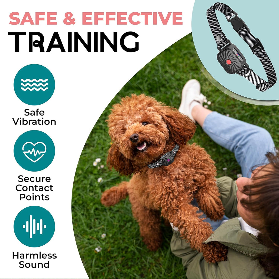 BelloSilent Anti-Bark Collar for Small Dogs | With Sound and Vibration | IP87 Waterproof | Adjustable and Gentle Training