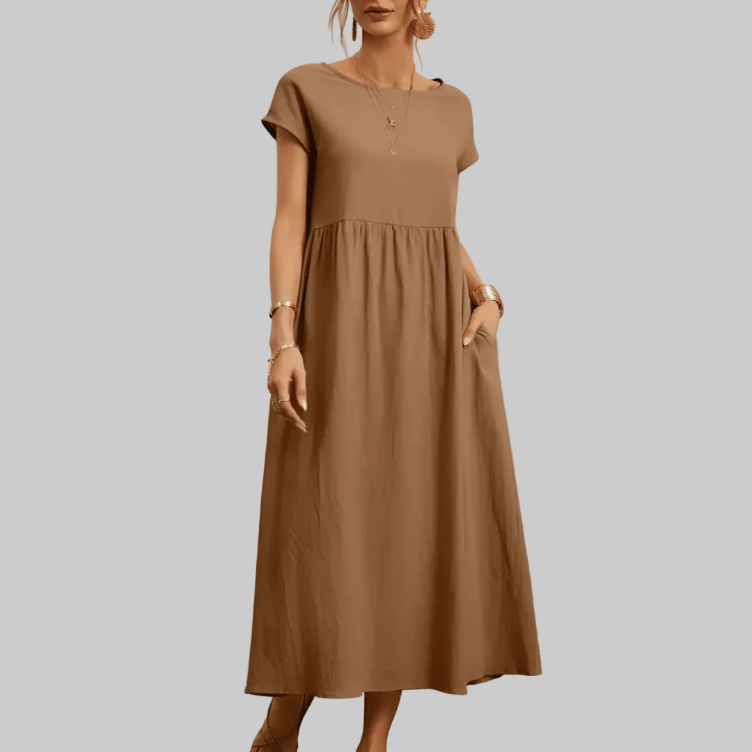 Women’s Vintage Cotton Linen Maxi Dress