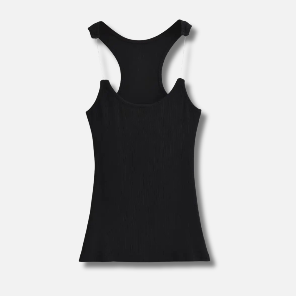 Invisible Strap Ribbed Tank Top for Women
