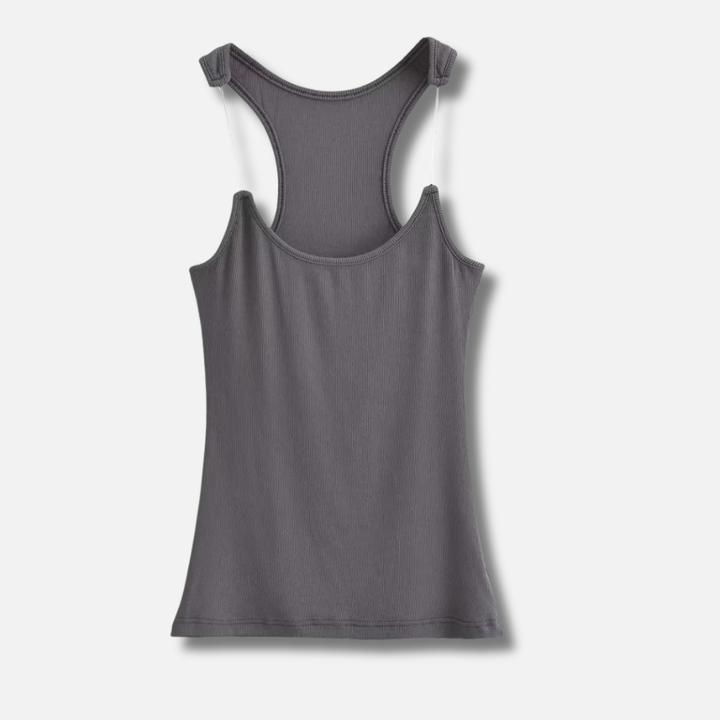 Invisible Strap Ribbed Tank Top for Women