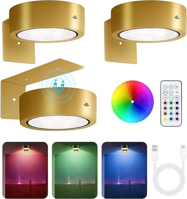 Adjustable Magnetic Picture Light | LED Touch & Remote Control, RGB/White, USB