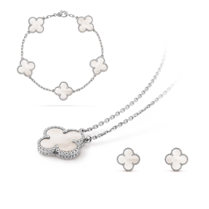 Celeste Clover Jewellery Set | Necklace, Bracelet and Earrings in Hypoallergenic Stainless Steel