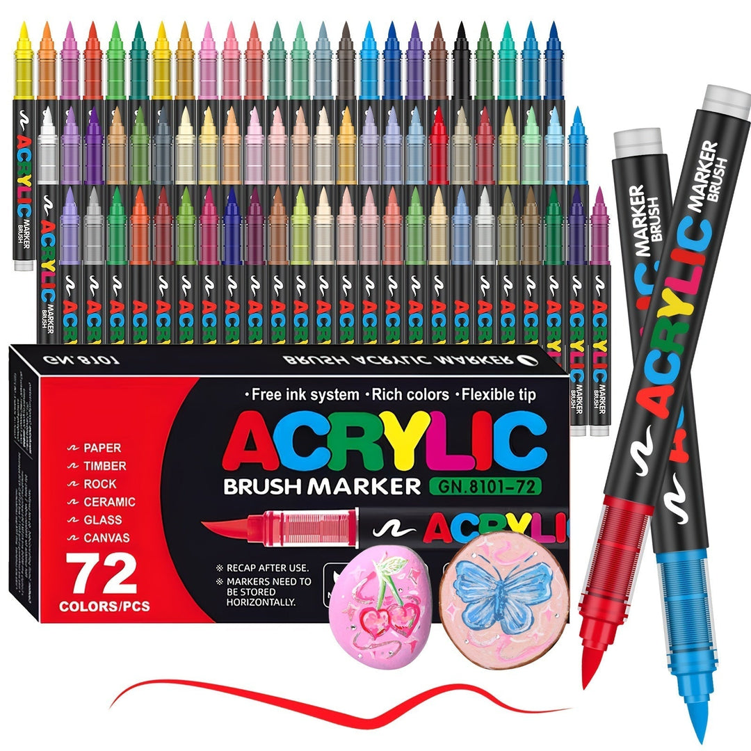 72 Acrylic Paint Pens in 72 Colours – Perfect for Creative Painting on Various Surfaces