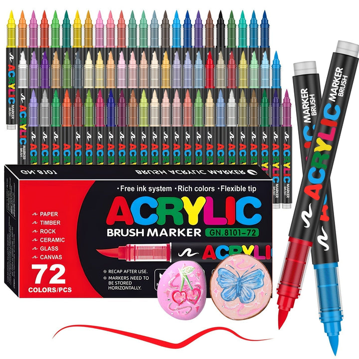 72 Acrylic Paint Pens in 72 Colours – Perfect for Creative Painting on Various Surfaces