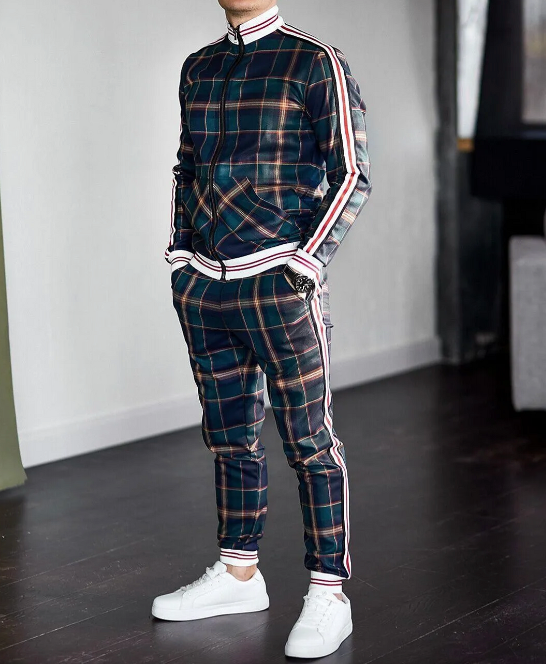 Stylish Men's Checked Tracksuit – Dorian