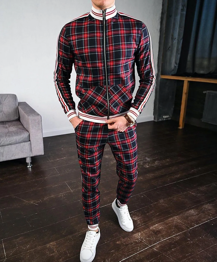 Stylish Men's Checked Tracksuit – Dorian