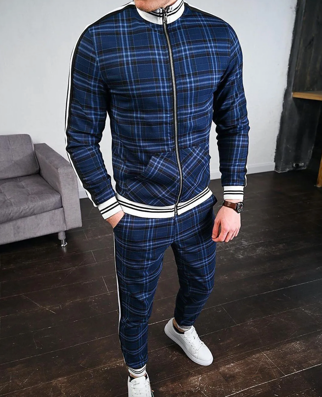 Stylish Men's Checked Tracksuit – Dorian