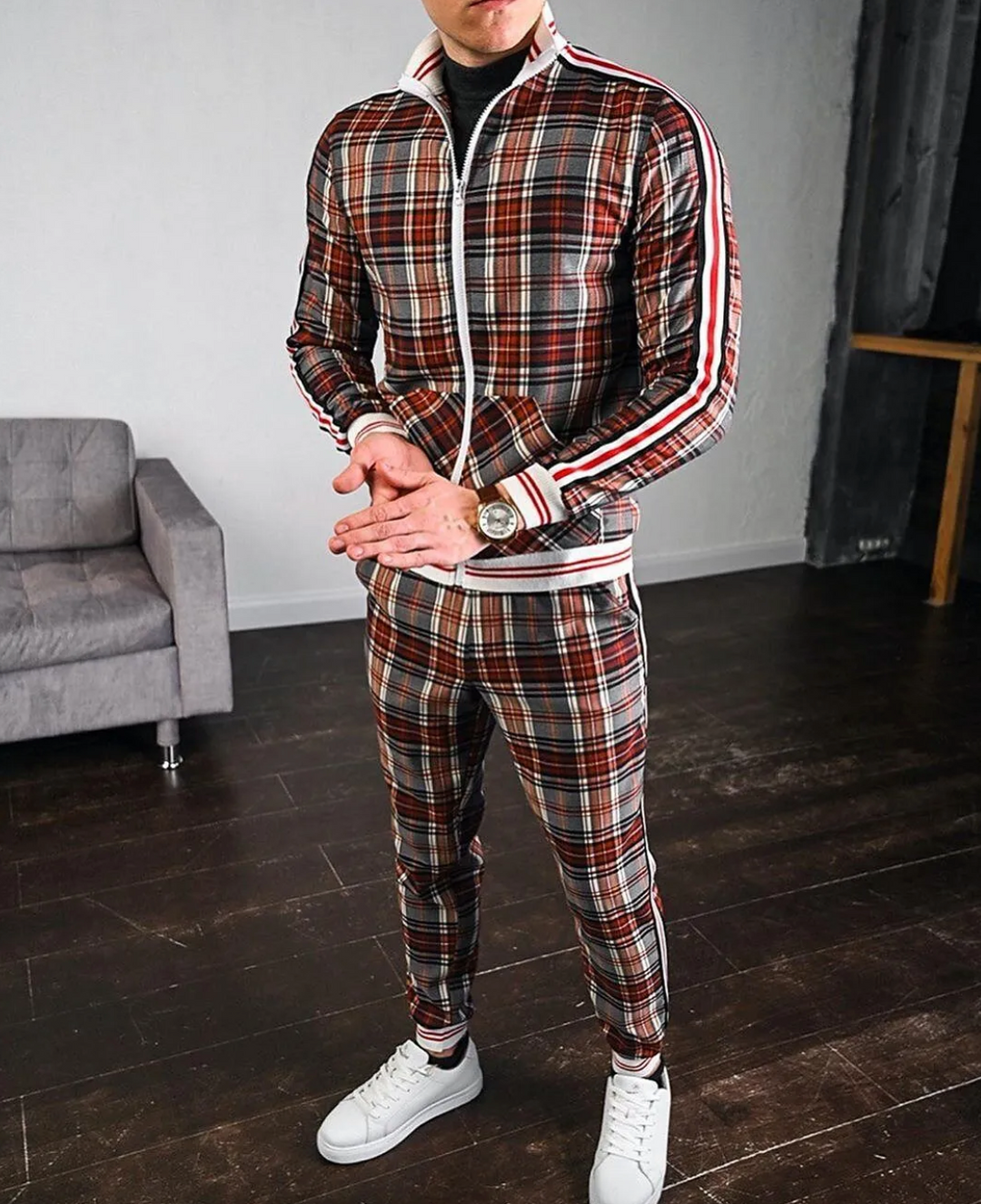 Stylish Men's Checked Tracksuit – Dorian