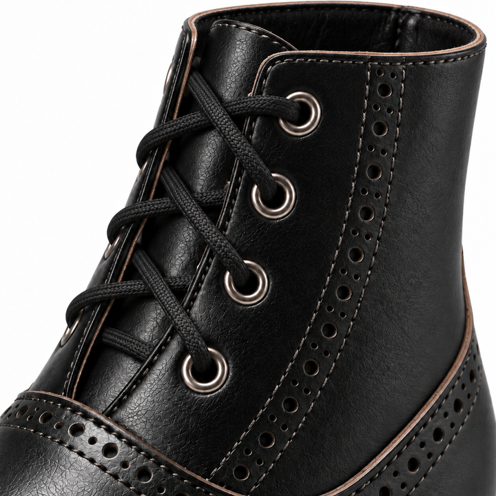 Women's Lace-Up Ankle Boots Retro Style – Vintage Ankle Boots with Heel
