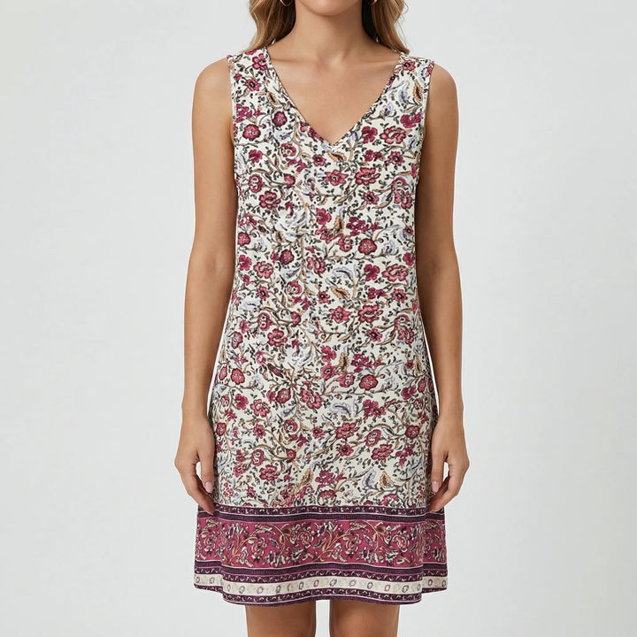 Bloomena - Sleeveless Floral Print Mini Dress