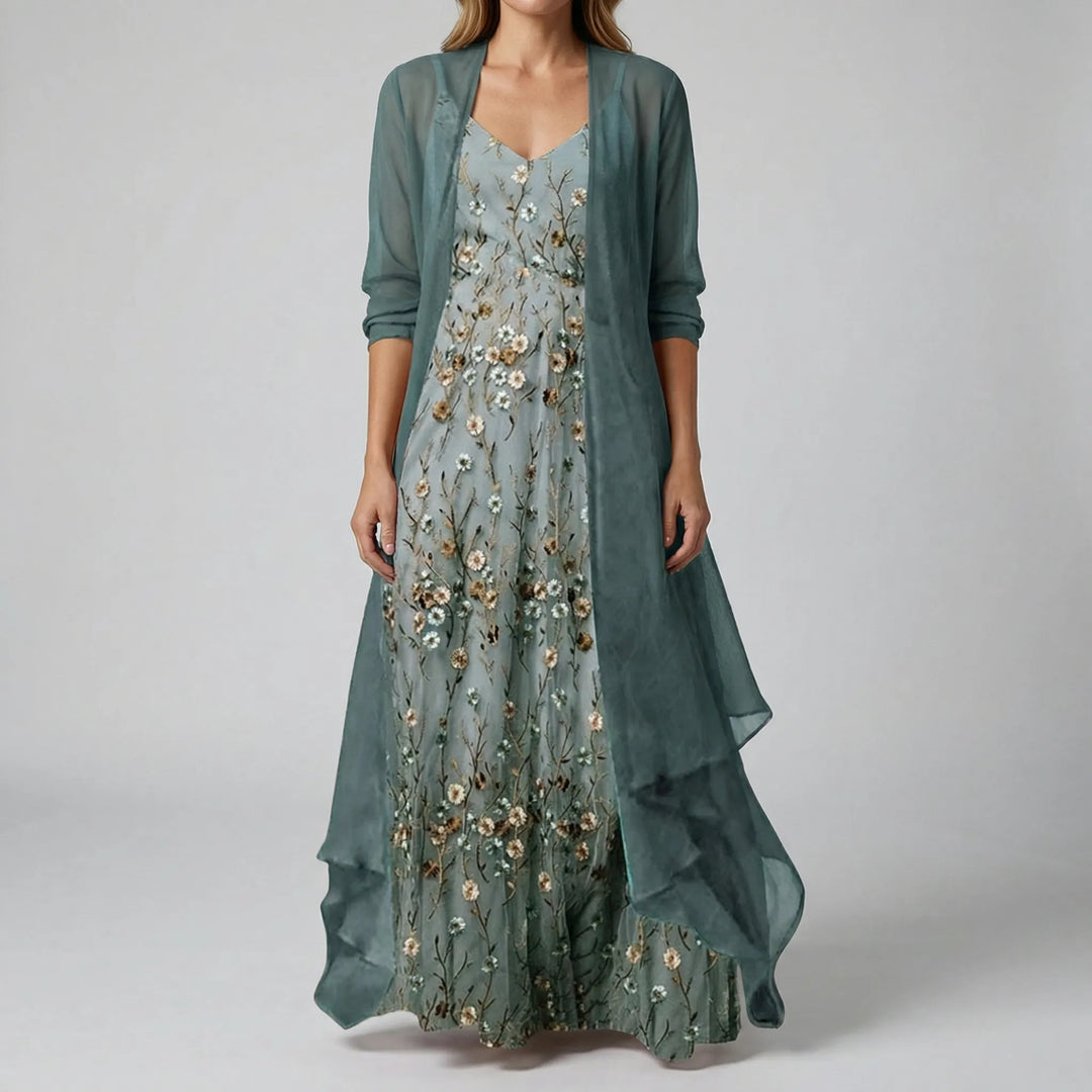 Bloomenset - Floral Print Two-Piece Maxi Set