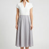 Colorblock V-Neck Flared Midi Dress for Women