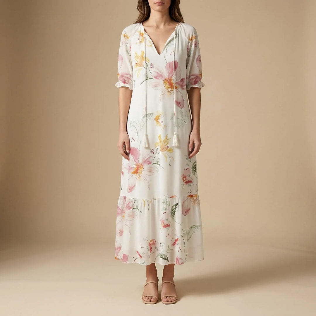 Bohvela - Floral Print Boho Maxi Dress