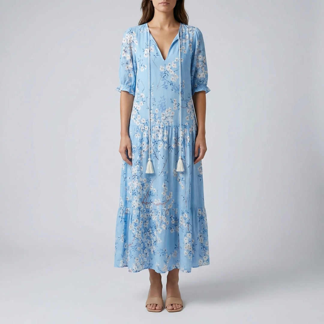 Bohvela - Floral Print Boho Maxi Dress