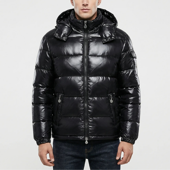 Boltusk - Glossy Quilted Hooded Puffer Jacket