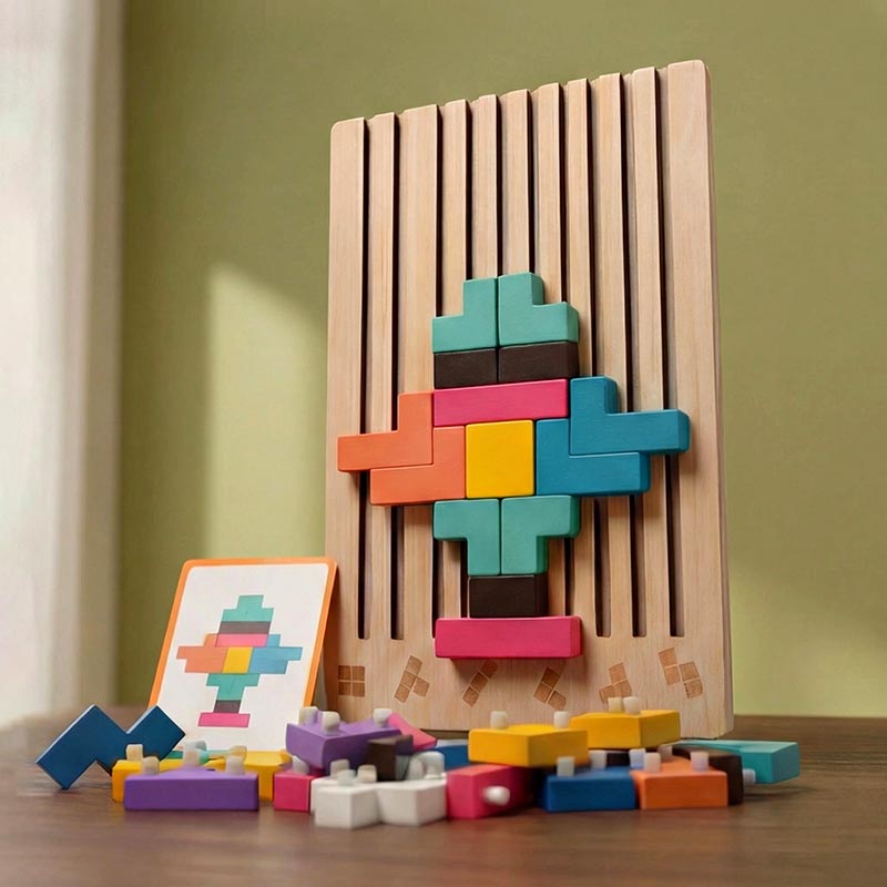 Wooden Tetris Puzzle Game - A Brain Teaser That Grows with Your Child