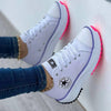 Women's Chunky Canvas Sneakers with Contrasting Side Stripe