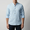Collarless Henley-Style Long Sleeve Shirt