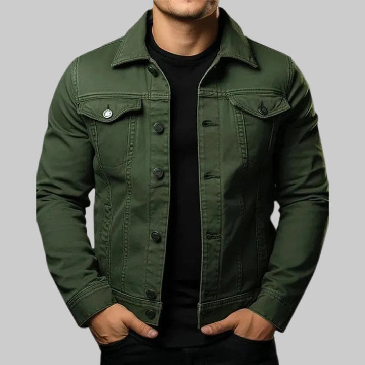 Casual Solid Denim Jacket for Men