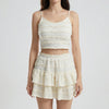 Ruffled Spaghetti Strap Crop Top Set