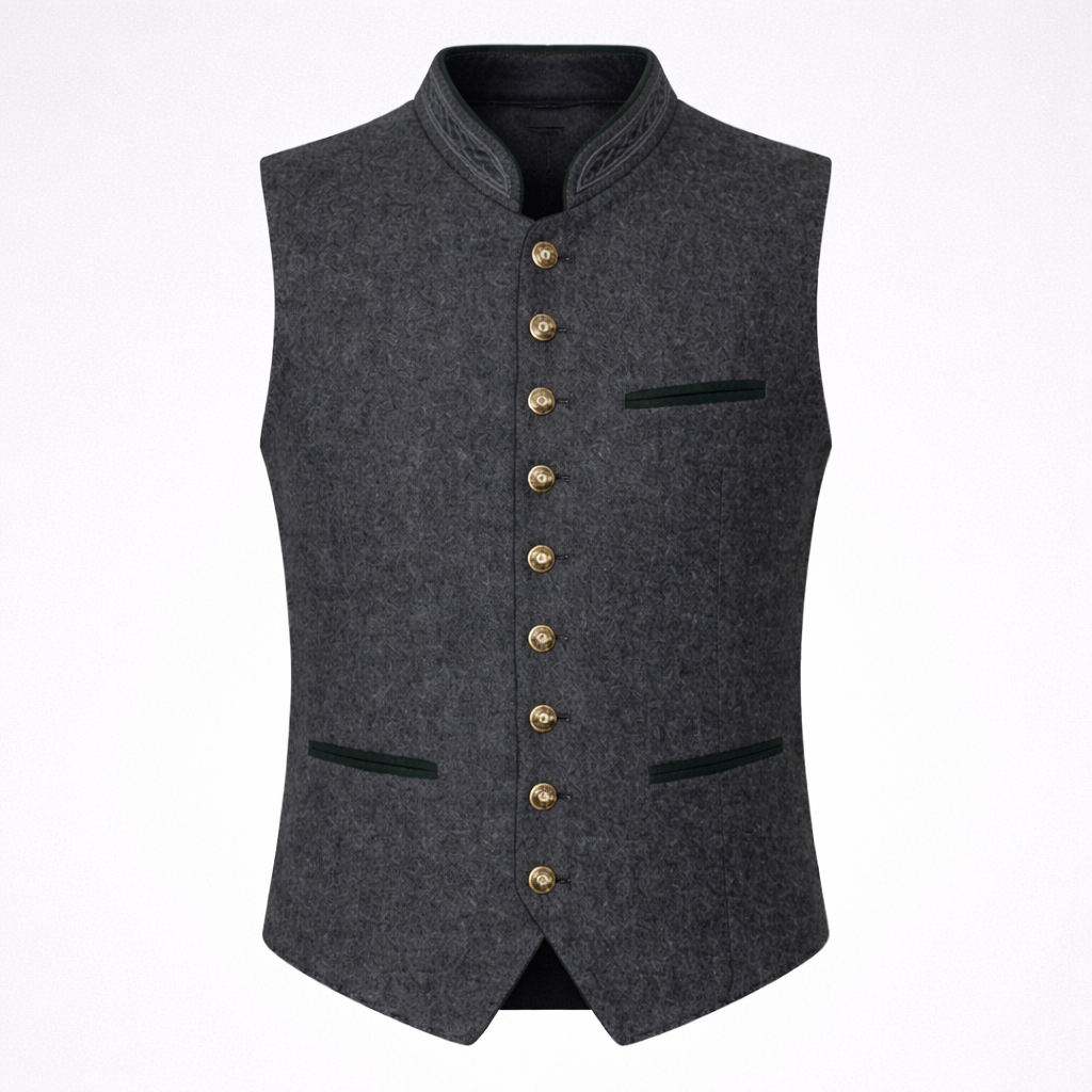 Men's Buttoned Stand Collar Vests