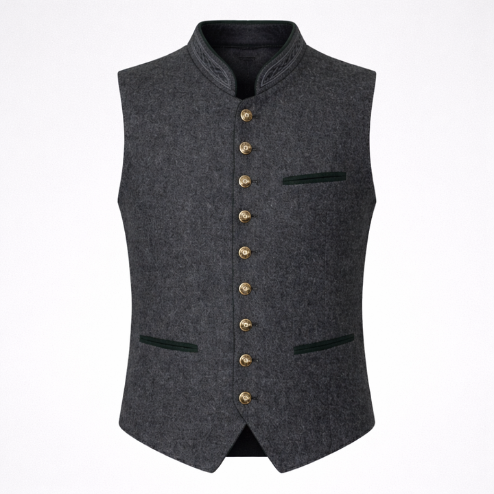 Men's Buttoned Stand Collar Vests