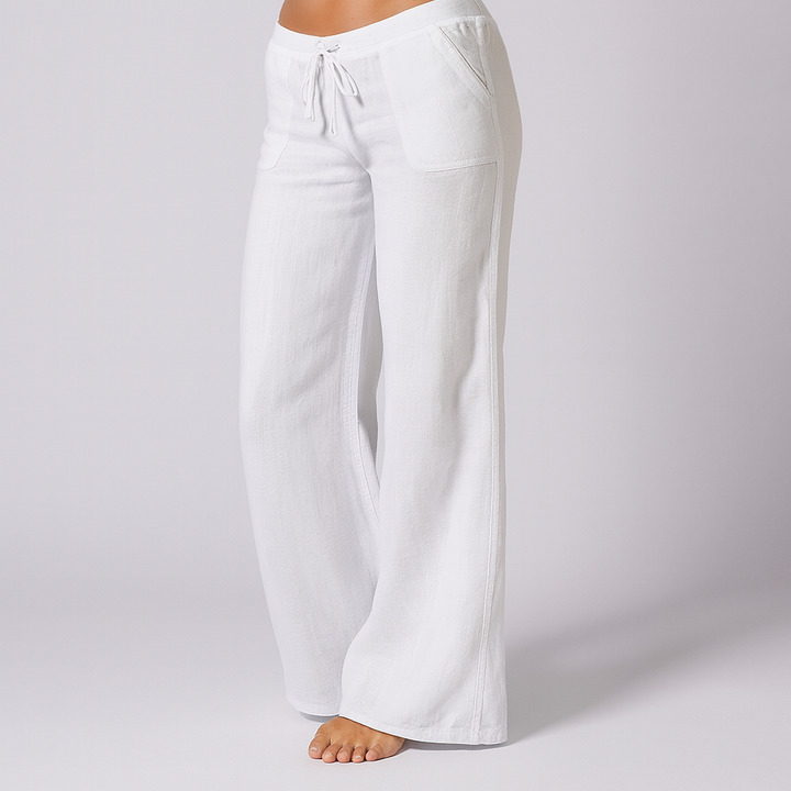 Linen Blend Loose Fit Casual Trousers for Women