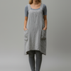 Cotton Linen Apron Style Dress with Pockets for Women
