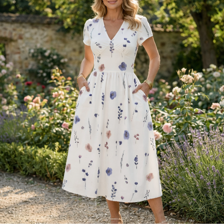 Floral Print A-Line Midi Dress