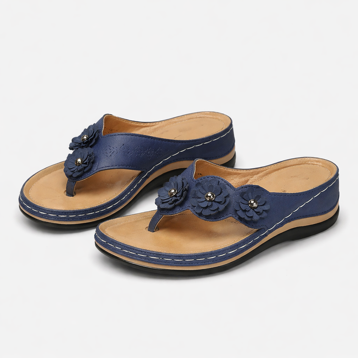Wedge Flip-Flop Sandal With Floral Detail