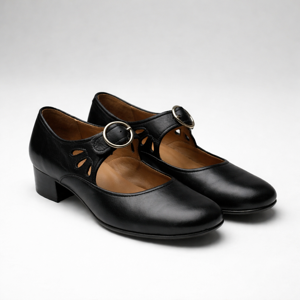 Low Block Heel Mary Jane Flat