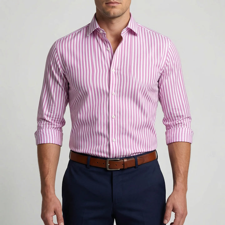 Claddurn - Long Sleeve Striped Button-Down Shirt