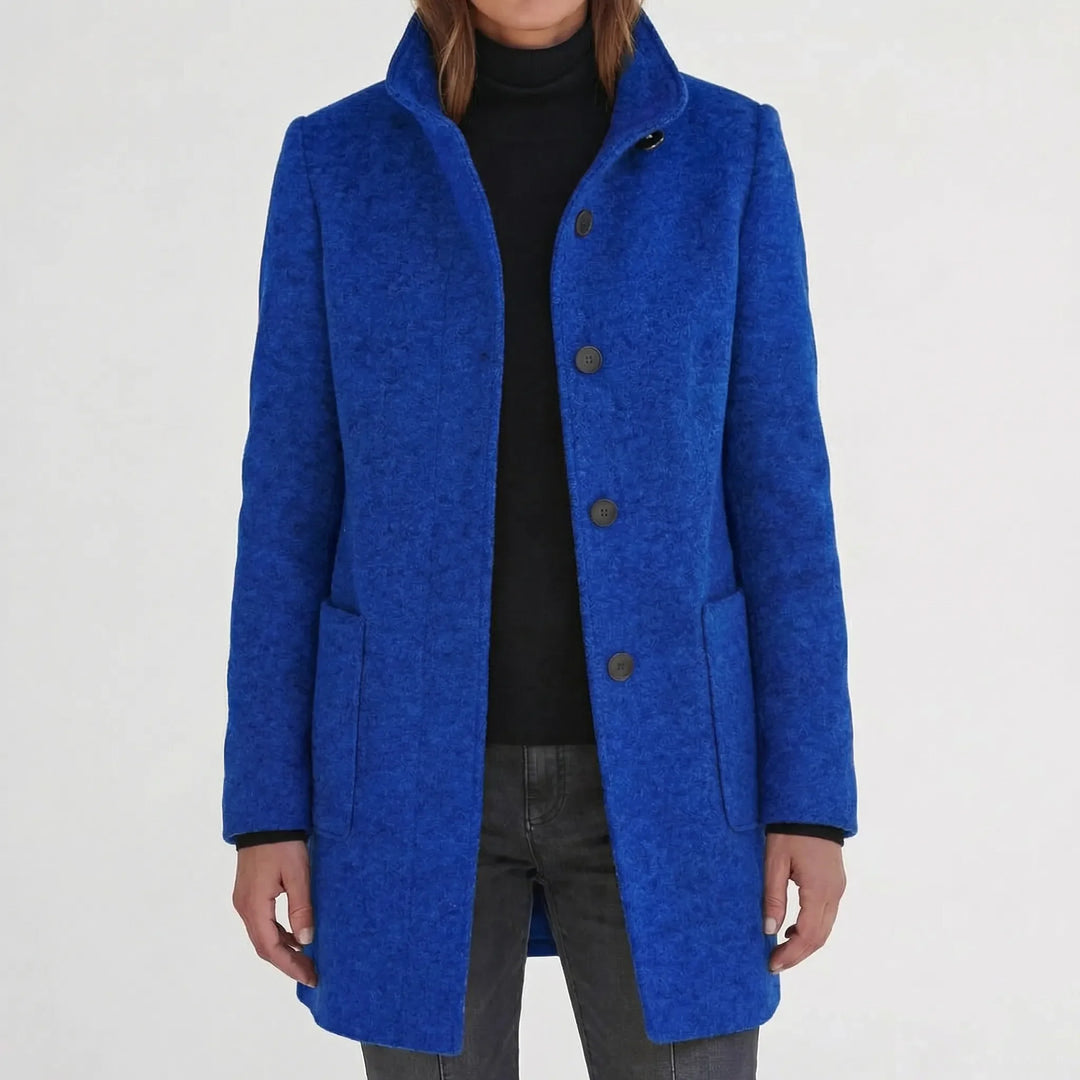 Clarique - Mid-Length Stand-Collar Women's Coat