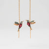 Hummingbird Motif Threader Drop Earrings