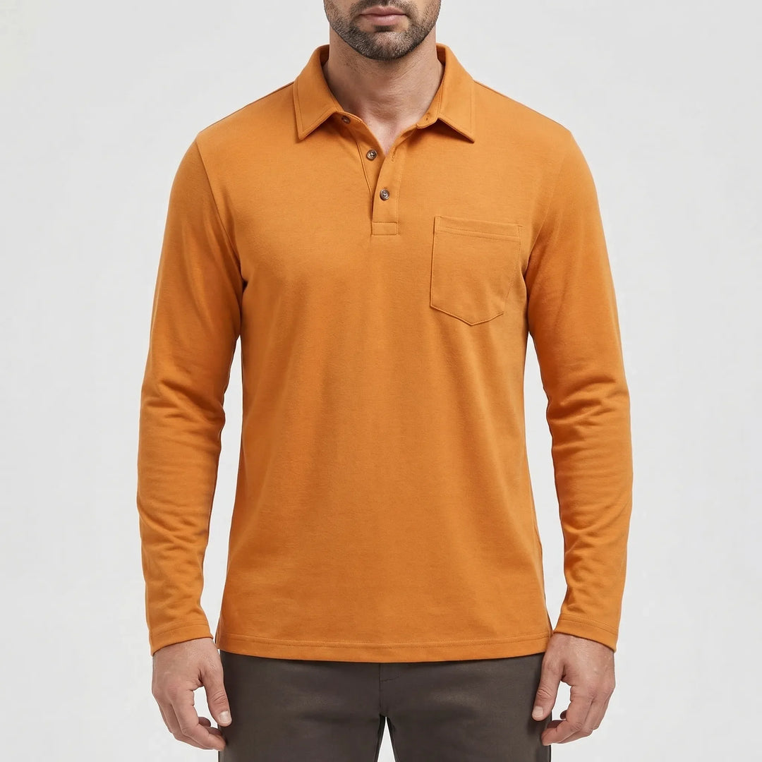 Collenzo - Long-Sleeve Polo Shirt With Chest Pocket