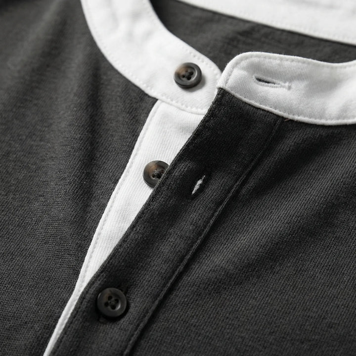 Coltrex - Long-Sleeve Henley With Contrast Collar
