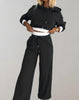 Cléo - Comfortable Two-Piece Hooded Set with Wide-Leg Pants