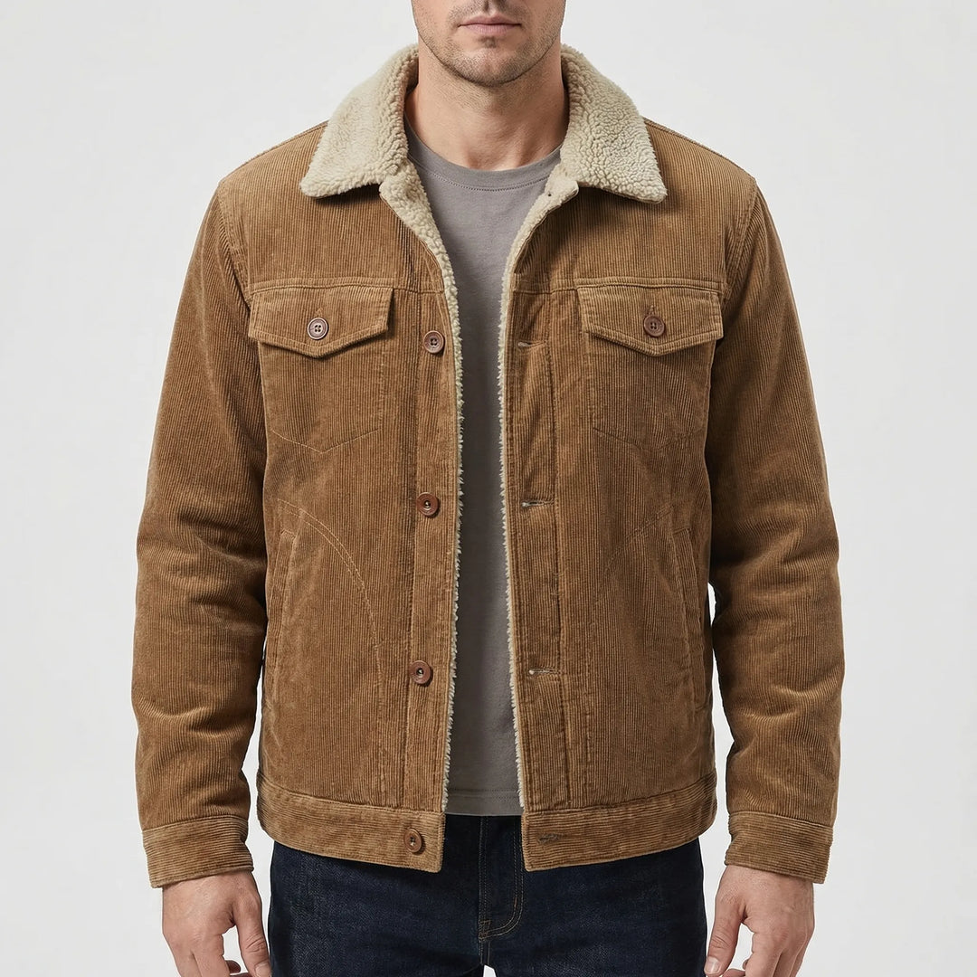 Corveaux - Sherpa-Lined Corduroy Button-Front Jacket