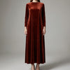 Women's Long-Sleeve Velvet-Effect Maxi Dress