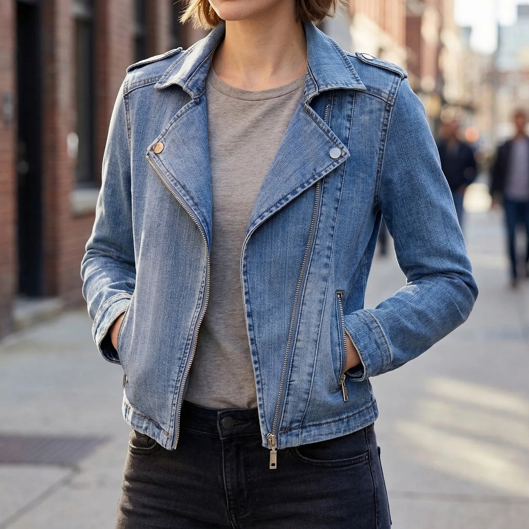 Denivra - Moto-Style Women's Denim Jacket
