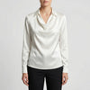 Long-Sleeve Waterfall Collar Blouse