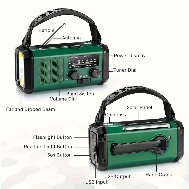 EcoPower Emergency Radio – Emergency Radio with Solar, Flashlight and USB Charging Function