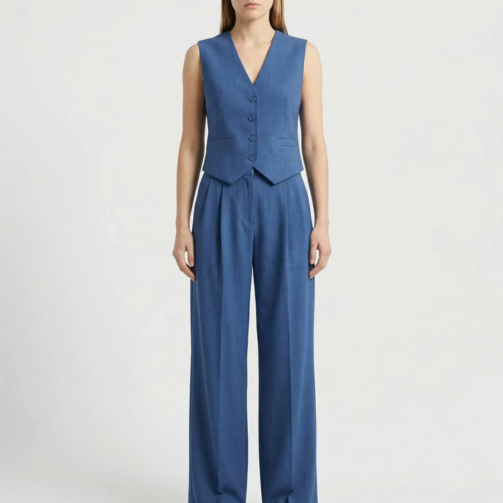Elanza - Sleeveless Vest And Wide-Leg Trouser Set