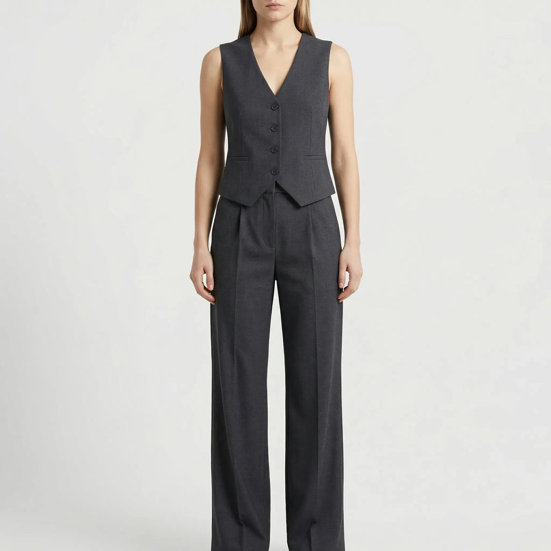 Elanza - Sleeveless Vest And Wide-Leg Trouser Set