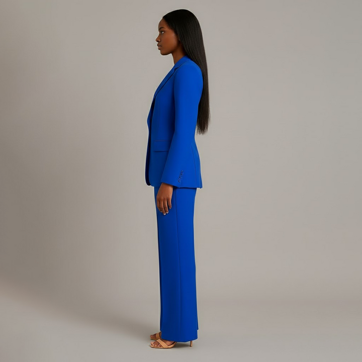 Women's Trouser Suit Set with Long Blazer and Matching Pants