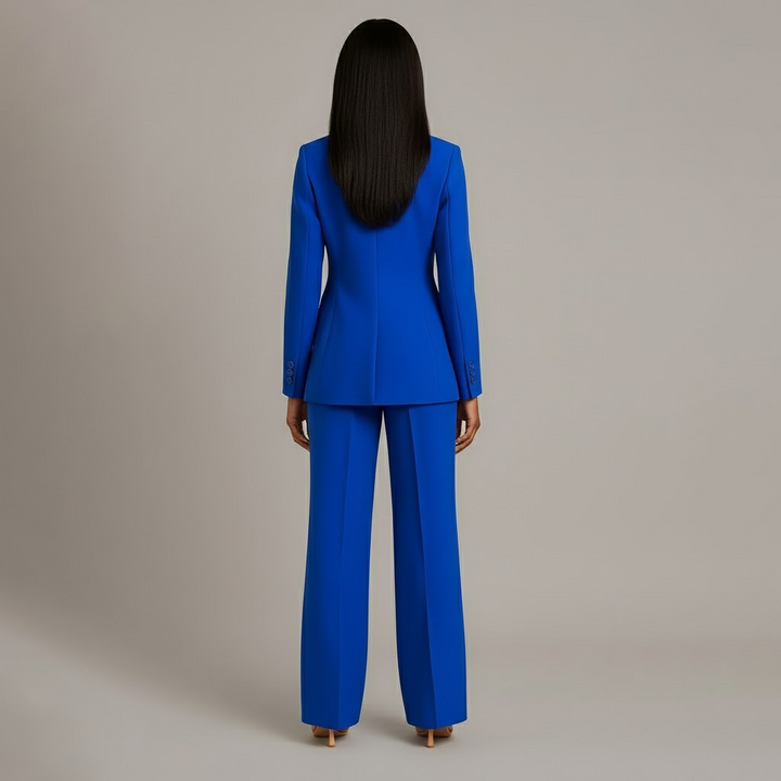 Women's Trouser Suit Set with Long Blazer and Matching Pants