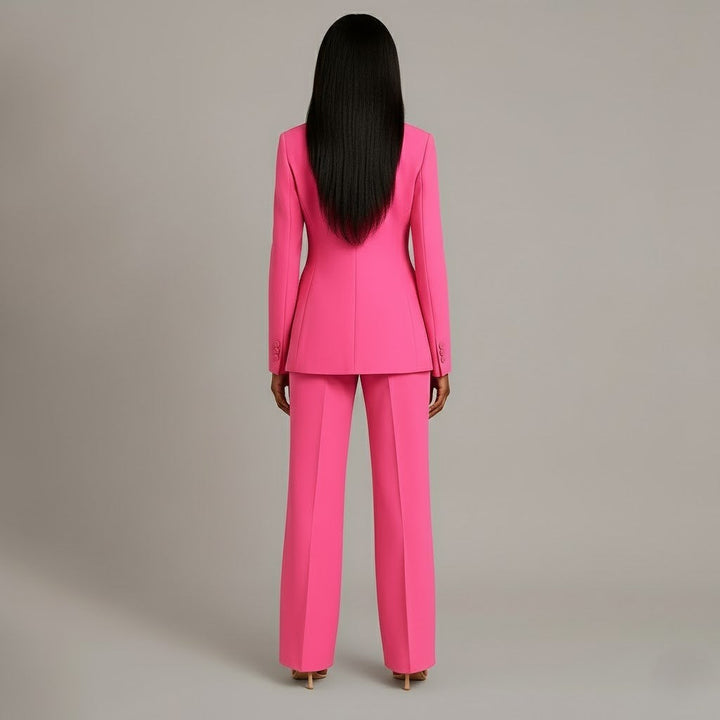 Women's Trouser Suit Set with Long Blazer and Matching Pants