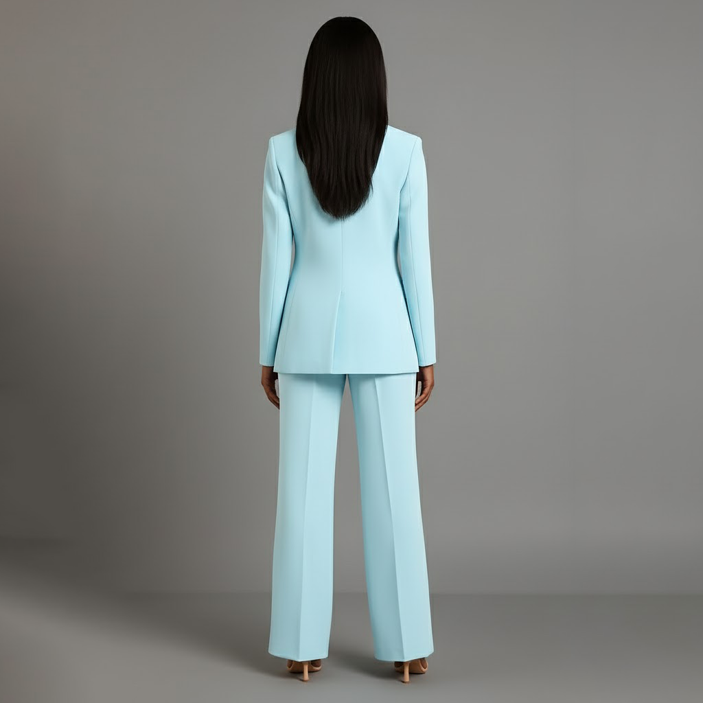Women's Trouser Suit Set with Long Blazer and Matching Pants
