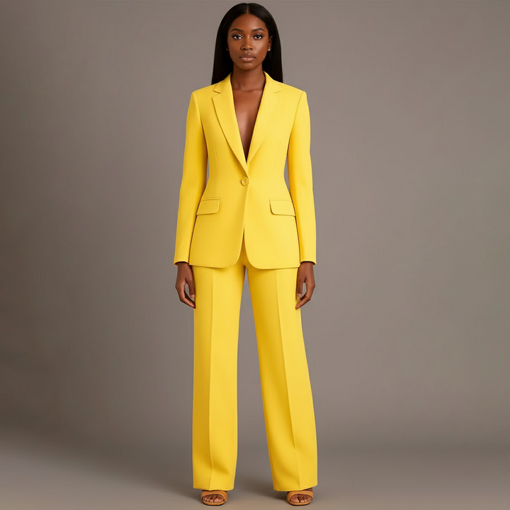 Women's Trouser Suit Set with Long Blazer and Matching Pants